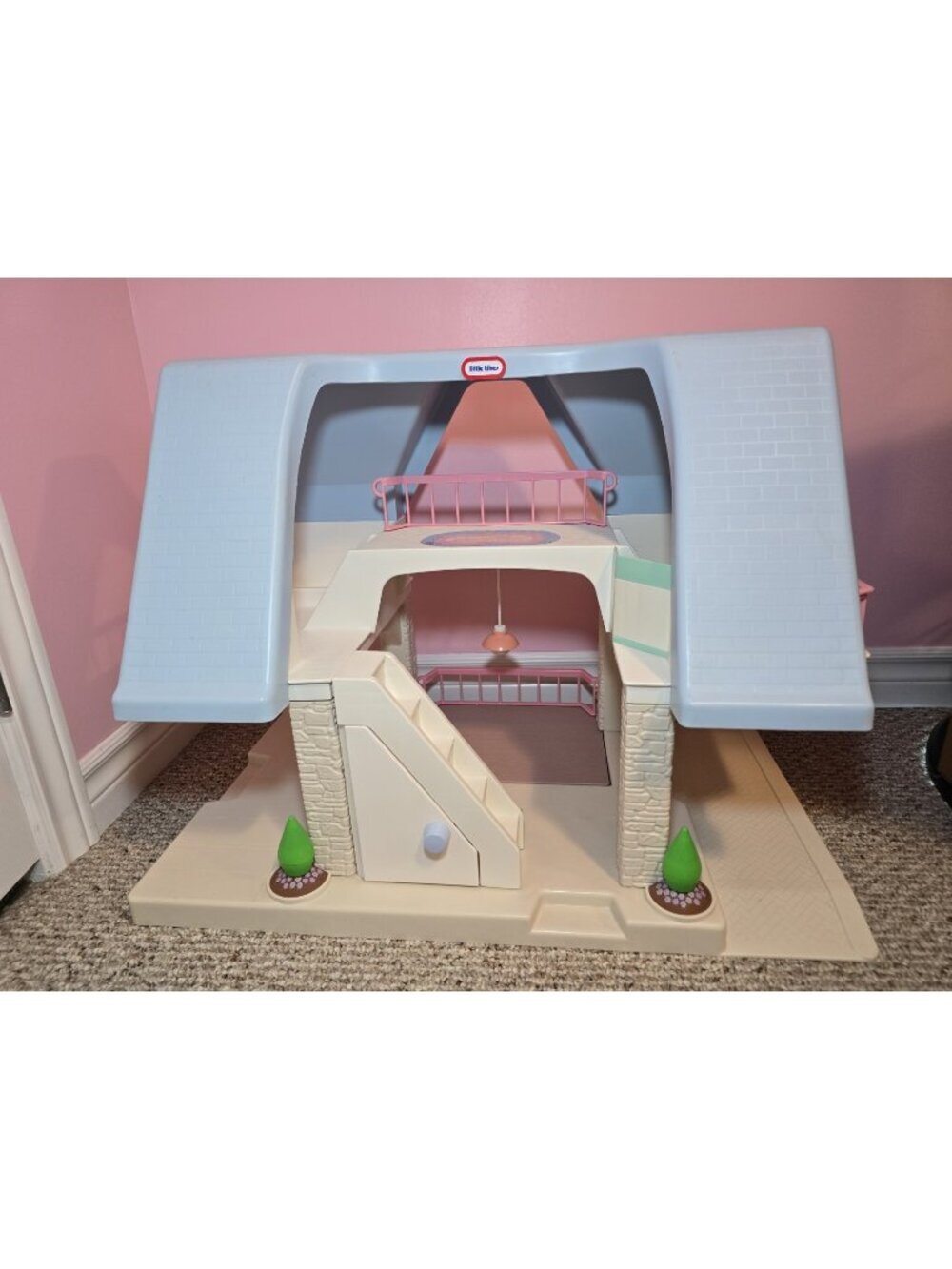 VTG 1989 Little Tikes Blue Roof 2 Story Doll House No Accessories Made in USA